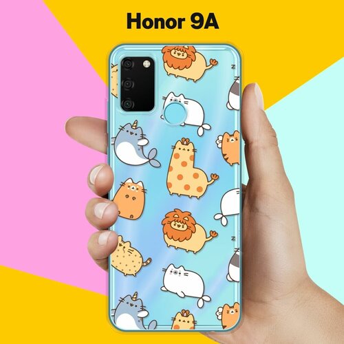 Силиконовый чехол Котики на Honor 9A силиконовый чехол на honor play хонор плэй котики прозрачный