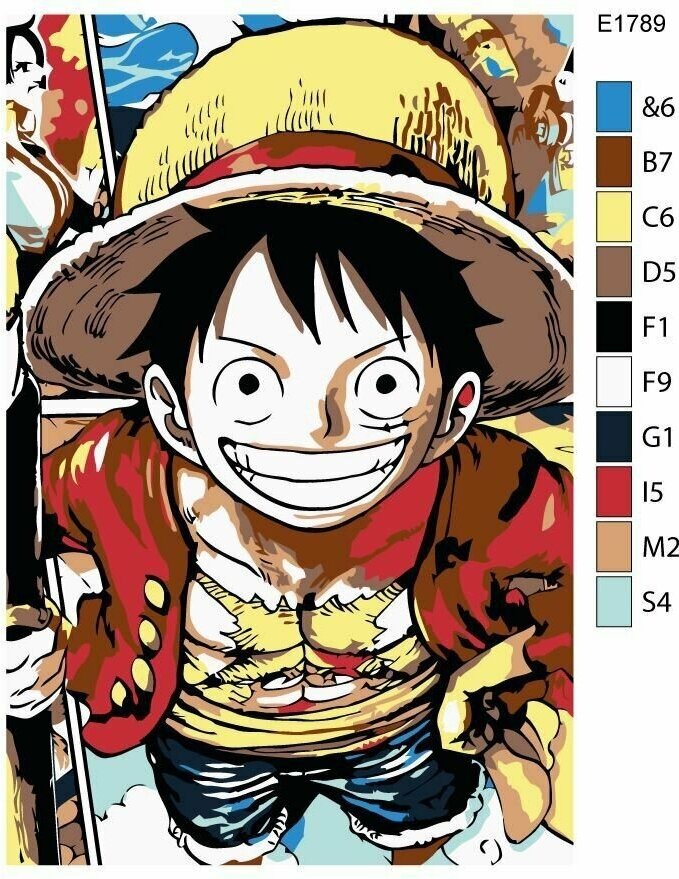 Детская картина по номерам E1789 "Аниме Ван Пис (One Piece). Манки Д. Луффи Соломенная Шляпа Луффи" 20x30