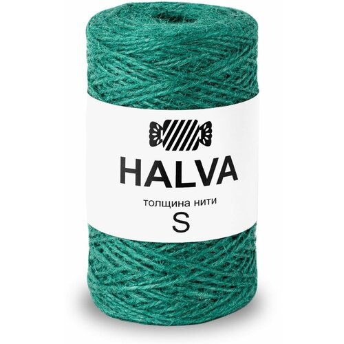 Джутовая цветная пряжа для вязания Halva S 1.5мм, Цвет: Сосна, 200м/200г, плетения, ковров, сумок, корзин, халва
