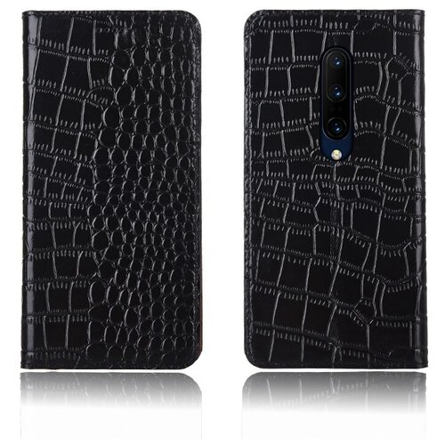 фото Чехол-книжка mypads premium для oneplus 7 pro из качественной импортной натуральной кожи теленка с фактурной прошивкой рельефа кожи крокодила экзотический черный