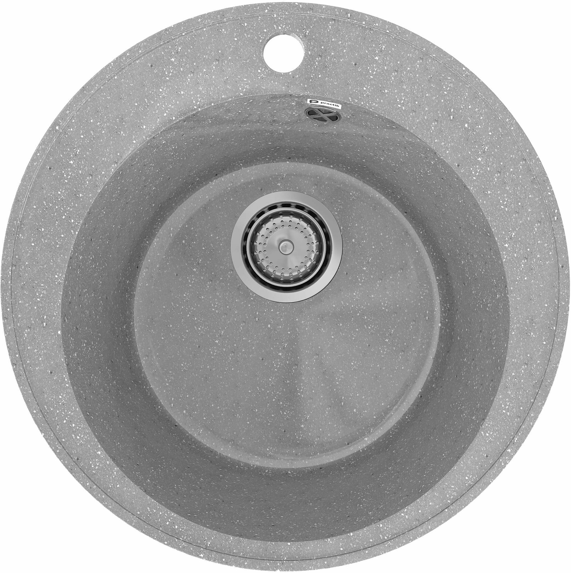 Мойка для кухни Practik D 475 мм, круглая раковина из искусственного камня, глянец - фотография № 1