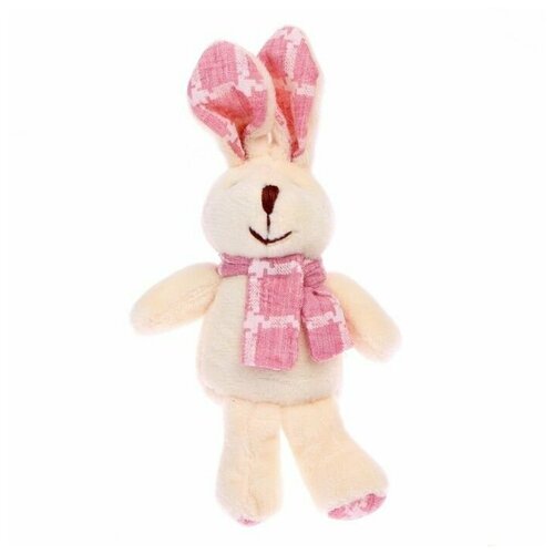 Мягкая игрушка Кролик в шарфе, на подвеске,