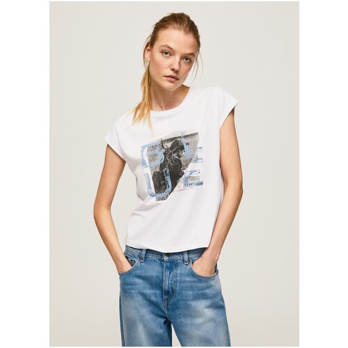 футболка для женщин, Pepe Jeans London, модель: PL505407, цвет: белый, размер: 48(L)