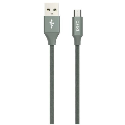 Кабель DC-02, microUSB - USB, 2 А, 1 м, тканевая оплетка, серый переходник адаптер pero ad02 microusb usb 2 0 0 02 м silver