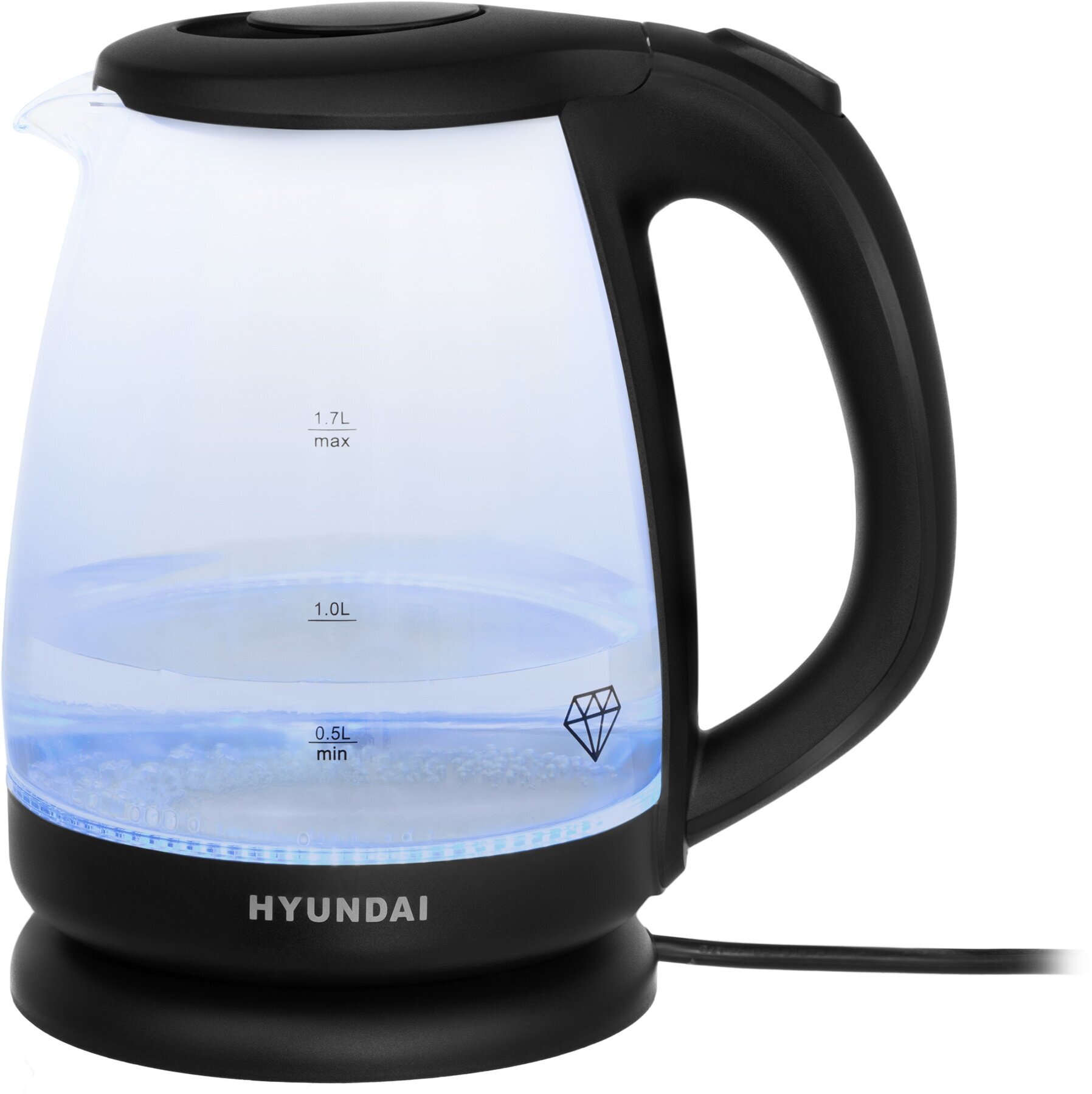 Чайник электрический Hyundai HYK-G1001 черный, стекло/пластик