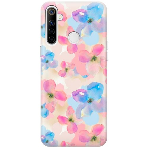 фото Ультратонкий силиконовый чехол-накладка для realme 5 / 6i / c3 с принтом "фиалки акварелью" gosso