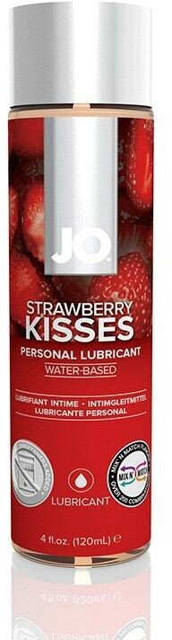 Лубрикант на водной основе с ароматом клубники JO Flavored Strawberry Kiss - 120 мл.
