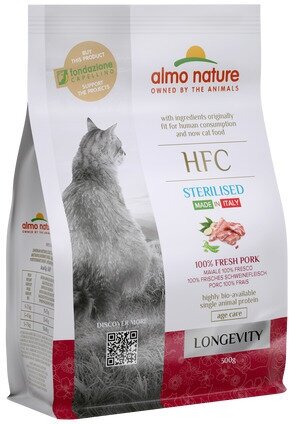 Almo Nature Для взрослых и пожилых стерилизованных кошек со свежей Свининой (45% мяса) (Longevity Sterilized Pork) 0,3 кг