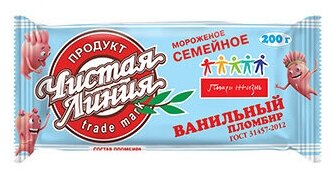 Мороженое Чистая Линия Семейное ванильный пломбир, брикет