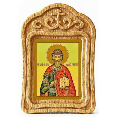 Благоверный князь Роман Угличский, икона в резной деревянной рамке икона роман угличский 11х14 5 154995