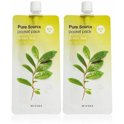 Маска кремовая ночная с экстрактом зеленого чая, Missha, Pure Source Pocket pack Green Tea, 10 мл, 2 шт