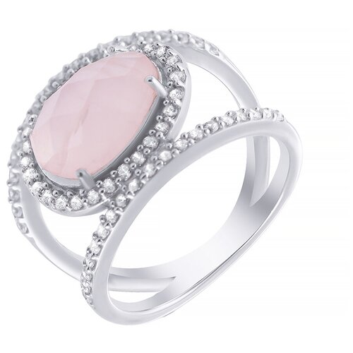 фото Element47 широкое ювелирное кольцо из серебра 925 пробы с кварцем и кубическим цирконием er-48690_ko_rq_001_wg, размер 17