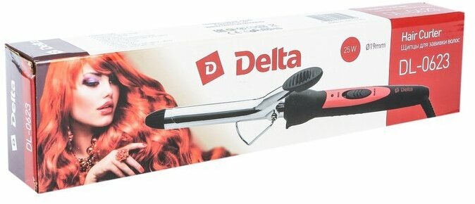 Щипцы для волос DELTA DL-0623 черный с красным: d 19мм (24) - фотография № 3