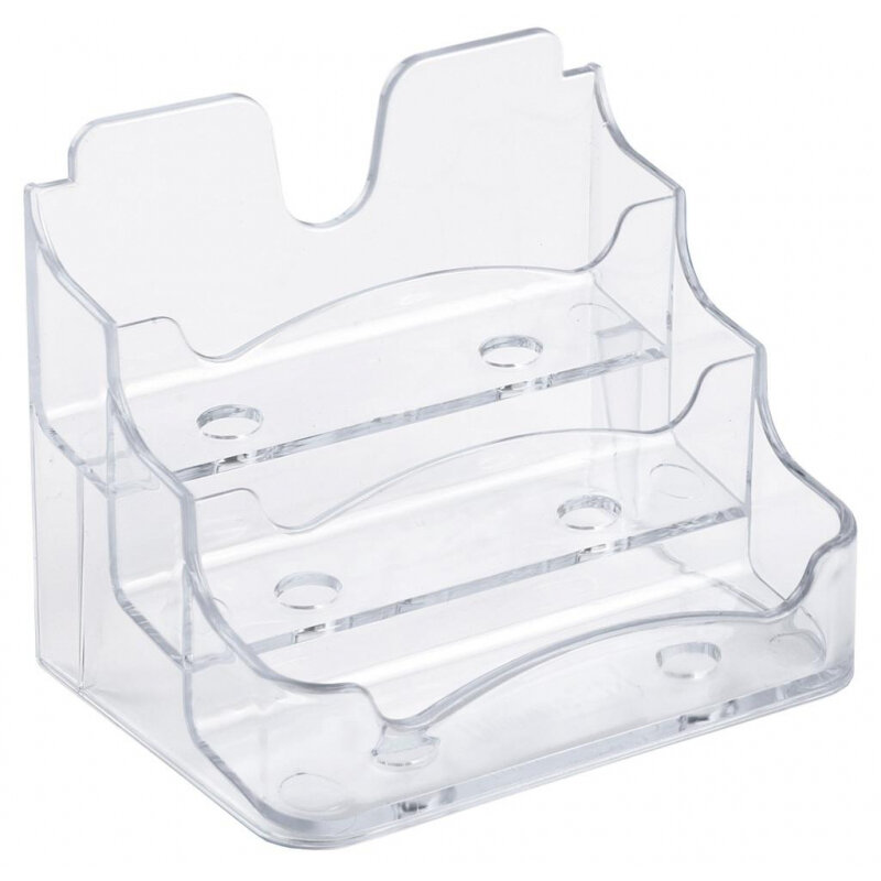 фото Стойка информационная Подставка настольная для визиток 3 секции прозрачная ВТ11