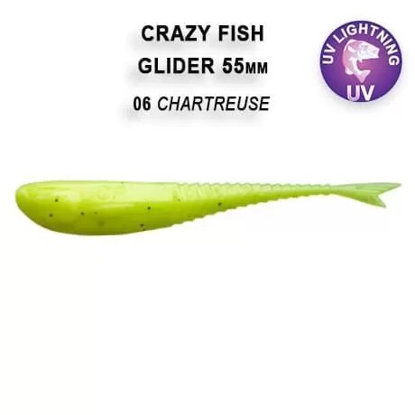 Силиконовая приманка мягкая съедобная Crazy Fish Glider 2.2" 55 мм 35-55-6-6 10 шт.