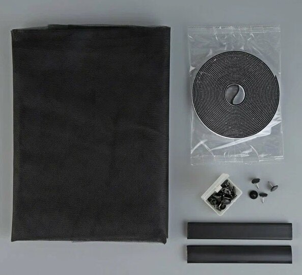 Сетка москитная Nadzor с крепежом и ПВХ профилями для дверных проемов,1,5*2 м, в пакете, черная - фотография № 13