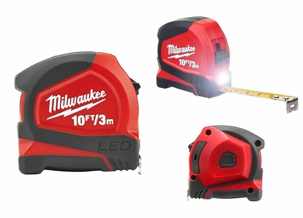 Рулетка с LED подсветкой 3 м. Milwaukee 48226602