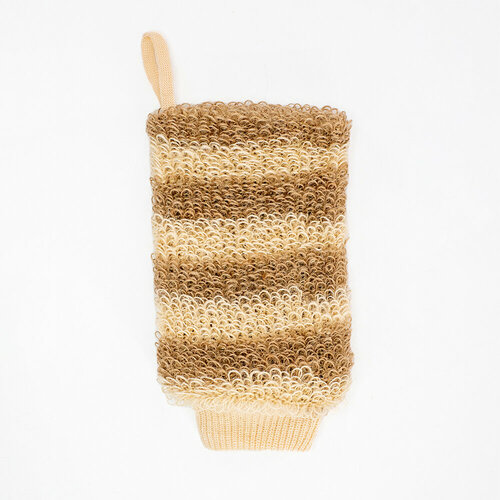 Мочалка - рукавица из джутового волокна, на манжете, 2 цвета мойдодыр мочалка натуральная из джутового волокна коричневая 3 шт