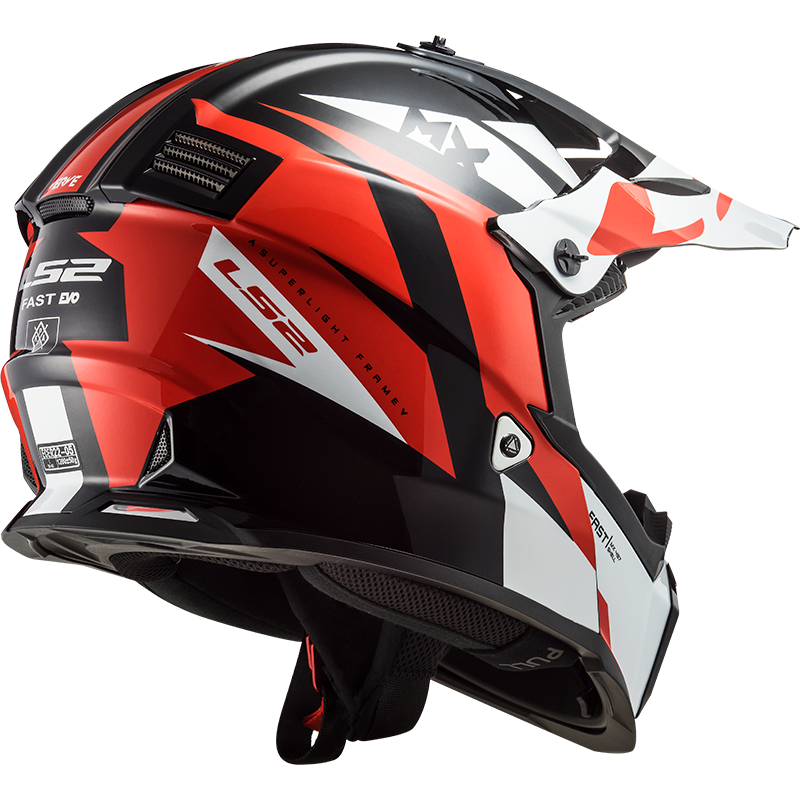 Шлем LS2 MX437 FAST EVO STRIKE (XL, Black White Red)