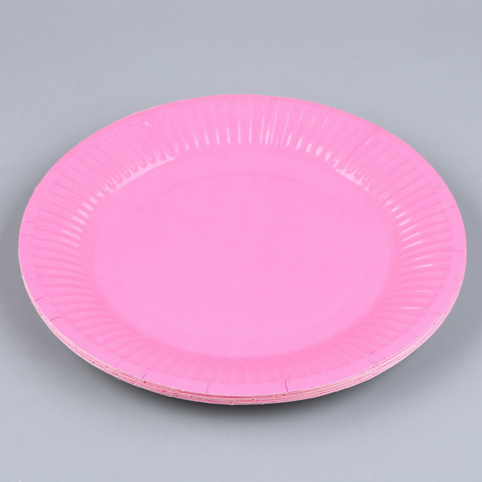 Тарелка бумажная, однотонная, 18 см, в наборе 10 шт, цвет розовый - фотография № 3