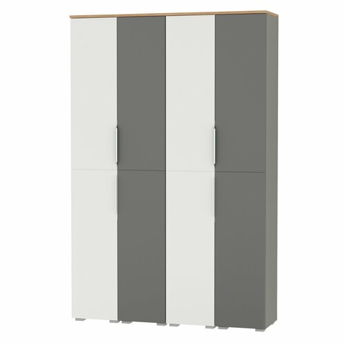 Мебельная стенка для прихожей Моби Октава № 47 цвет белый/серый графит/дуб крафт золотой, 128,8х35,3х197,6 см
