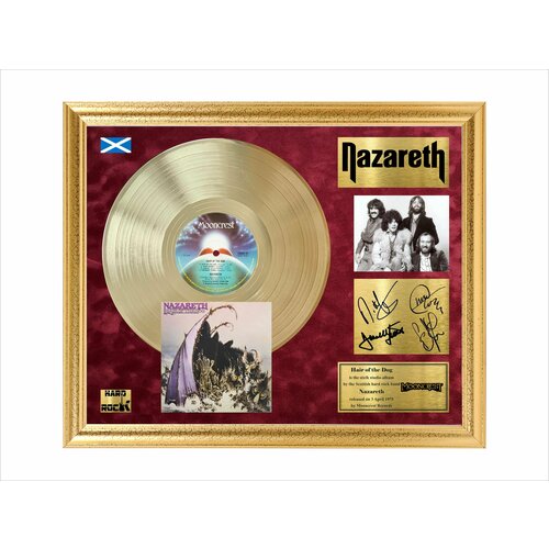 Золотой диск Nazareth hair of the dog с автографом в рамке