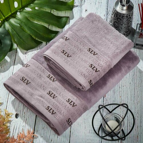 Набор полотенец 2 шт 50х80 70х130 см 100хл 450 гм2 Silvano Европ стиль темно-лавандовый на 3992₽