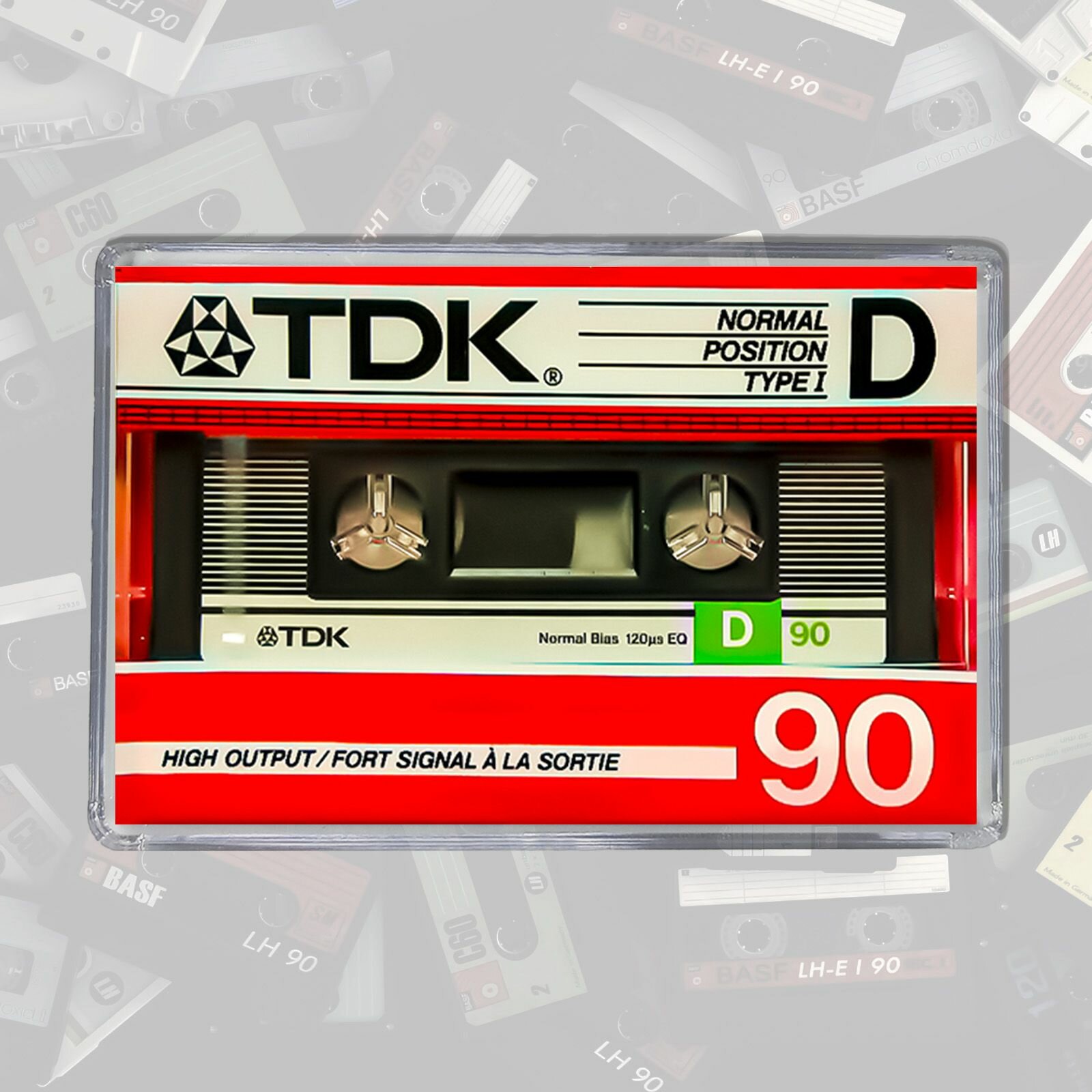Магнит-кассета TDK акриловый прямоугольный 7.5x5 см красный 1 шт