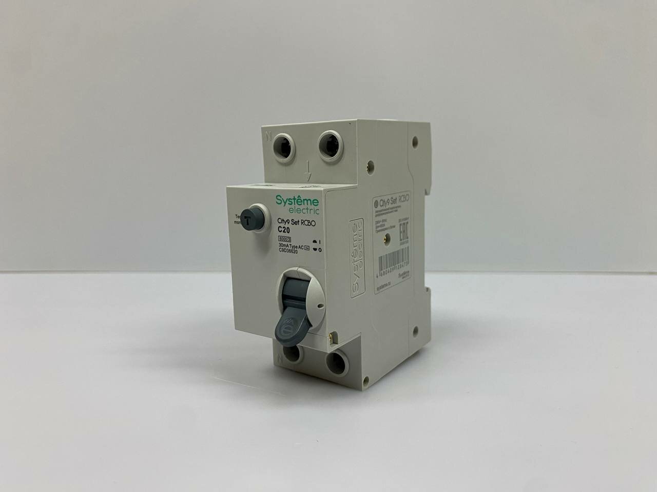 Дифференциальный автомат City9 Set электронный C20А 30мА тип АС 2П 6кА Systeme Electric (дифавтомат АВДТ) C9D36620
