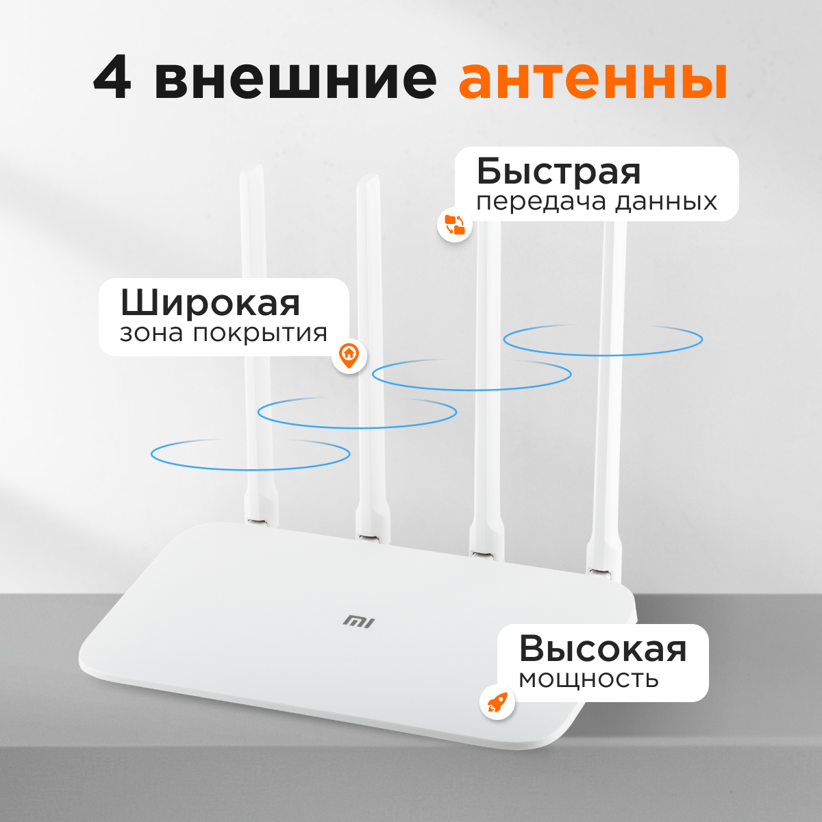 Роутер Xiaomi Mi Wi-Fi Router 4A Gigabit Edition (1167 Мбит/с, 4 антенны, 128 МБ) — фото 1