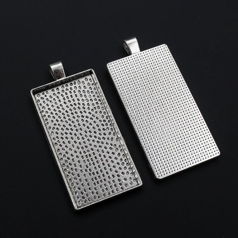 Прямоугольные кабошоны для кулонов, Antique Silver, 5 шт