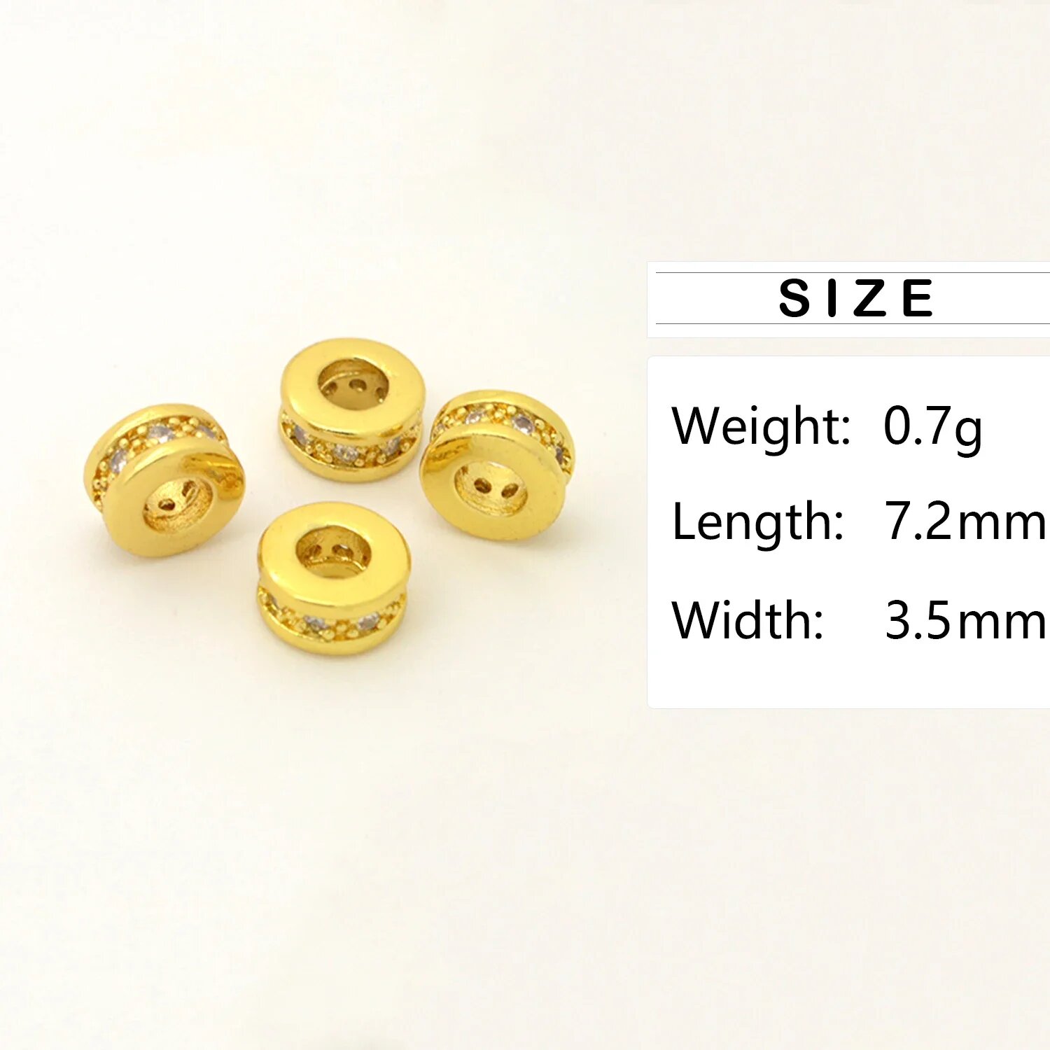 Разделители для бисера, латунь с цирконом, YZZ-H0006-1-Gold