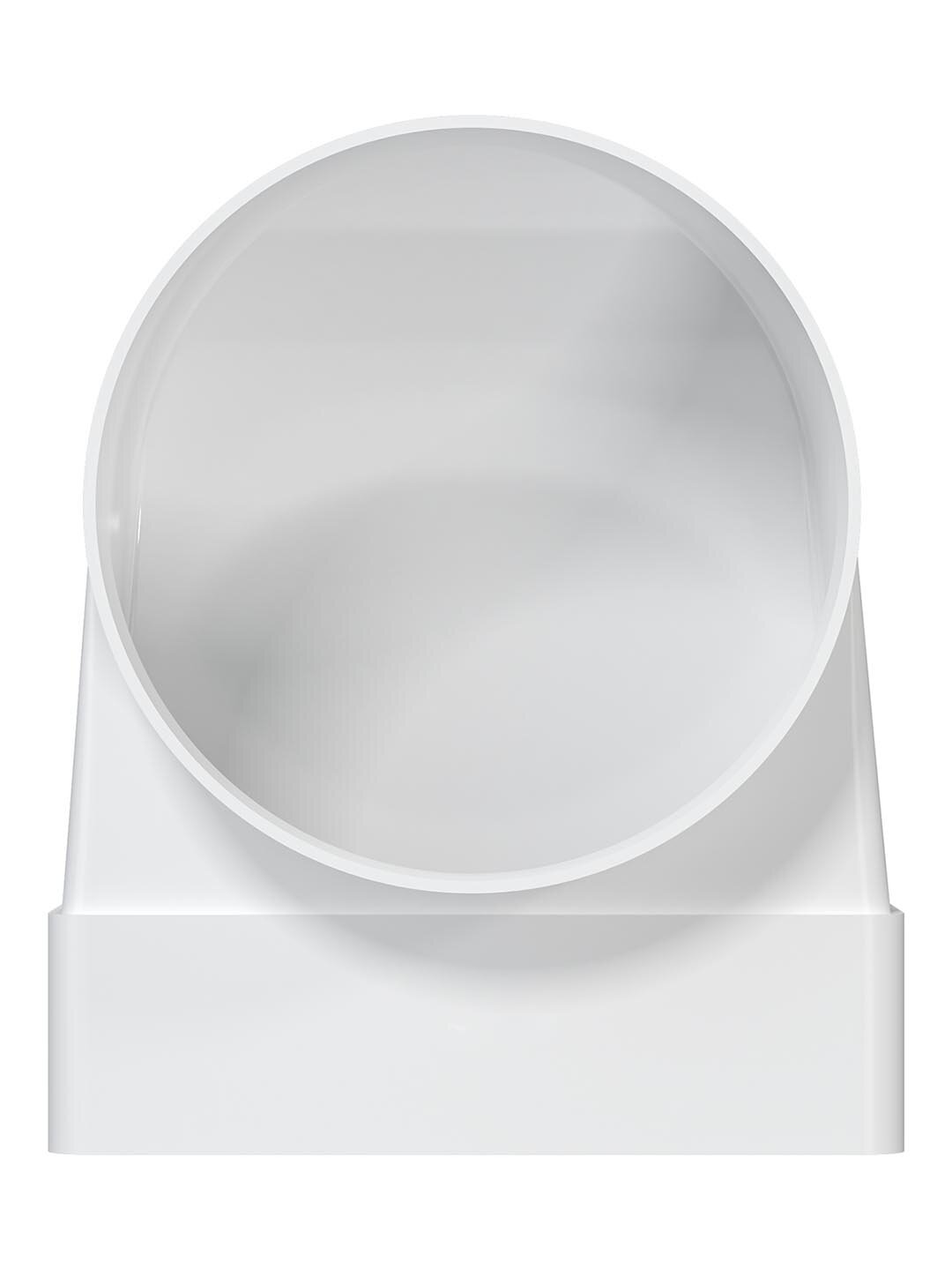 Переходник ERA 511СК10КП D100 мм, 90°, 55х110 мм, пластиковый, белый, для круглых и прямоугольных воздуховодов — фото 1