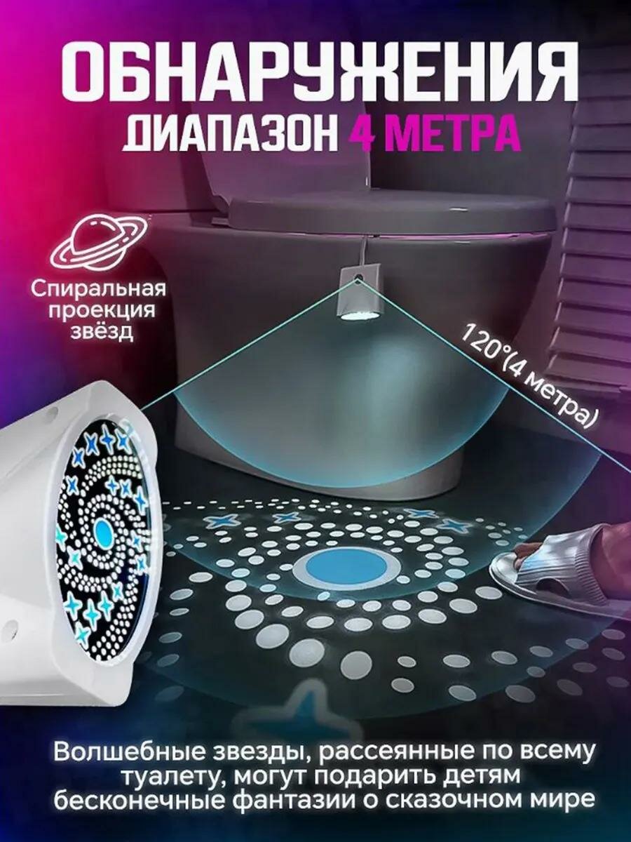 Подсветка для унитаза с датчиком движения и проекцией беспроводная — фото 1