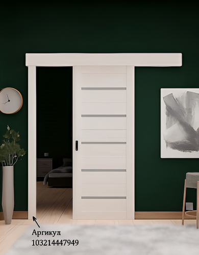 Изображение товара Дверь раздвижная ECO 1 эшвайт, 70х200 см (комплект: полотно + раздвижной механизм + добор для закрытия направляющей)