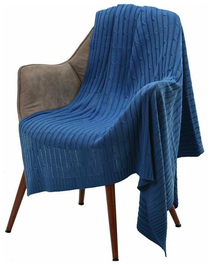 фото Плед подарочный теплый вязаный Remit ярко-синий (василек) день учителя