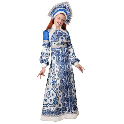 фото Карнавальный костюм "снегурочка василиса", платье, кокошник, р. 46, рост 170 см батик