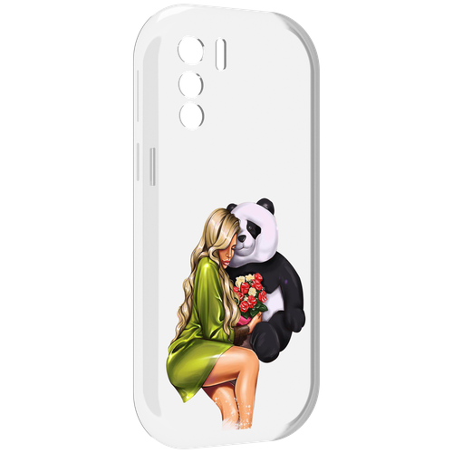 Чехол MyPads Девушка-с-пандой-с-букетом женский для UleFone Note 13P задняя-панель-накладка-бампер