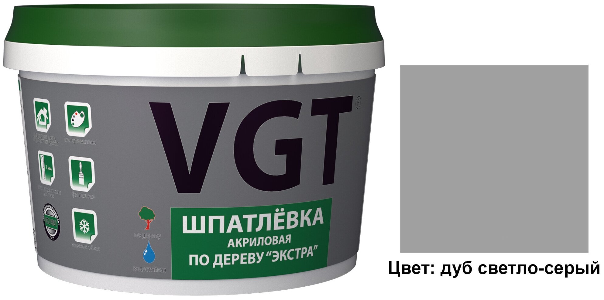 Шпатлевка акриловая по дереву VGT Экстра (1кг) дуб светло-серый