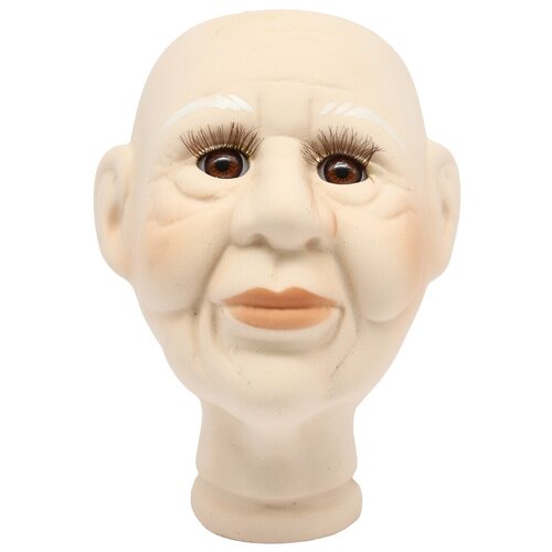Голова для изготовления декоративной куклы 'Бабушка', фарфор 12см (карие глаза)