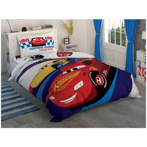 фото Детское постельное белье tac cars race хлопковый ранфорс 1,5 спальный