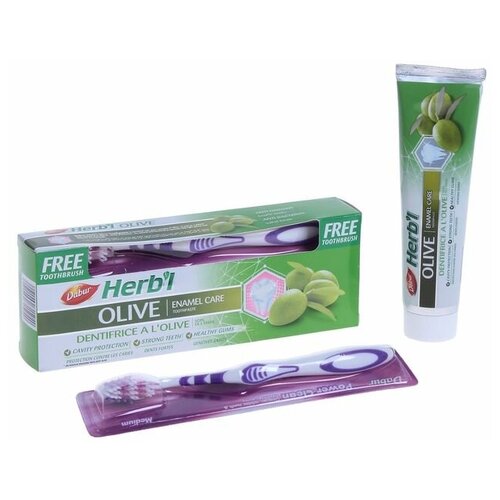 Купить Набор Dabur Herb'l Olive зубная паста, 150 г + зубная щётка, Mikimarket, Зубная паста