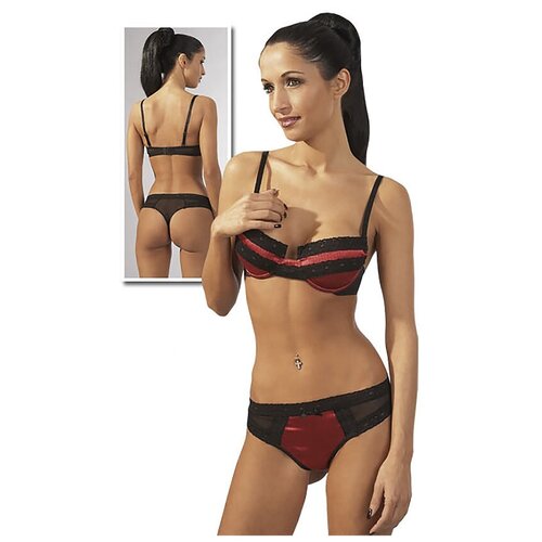 Бюстгальтер-трусики красно-черного цвета с кружевом от Cottelli Collection