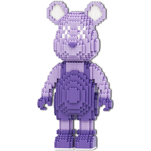 3D конструктор пластиковый медведь BearBrick фиолетовый 32,5 см