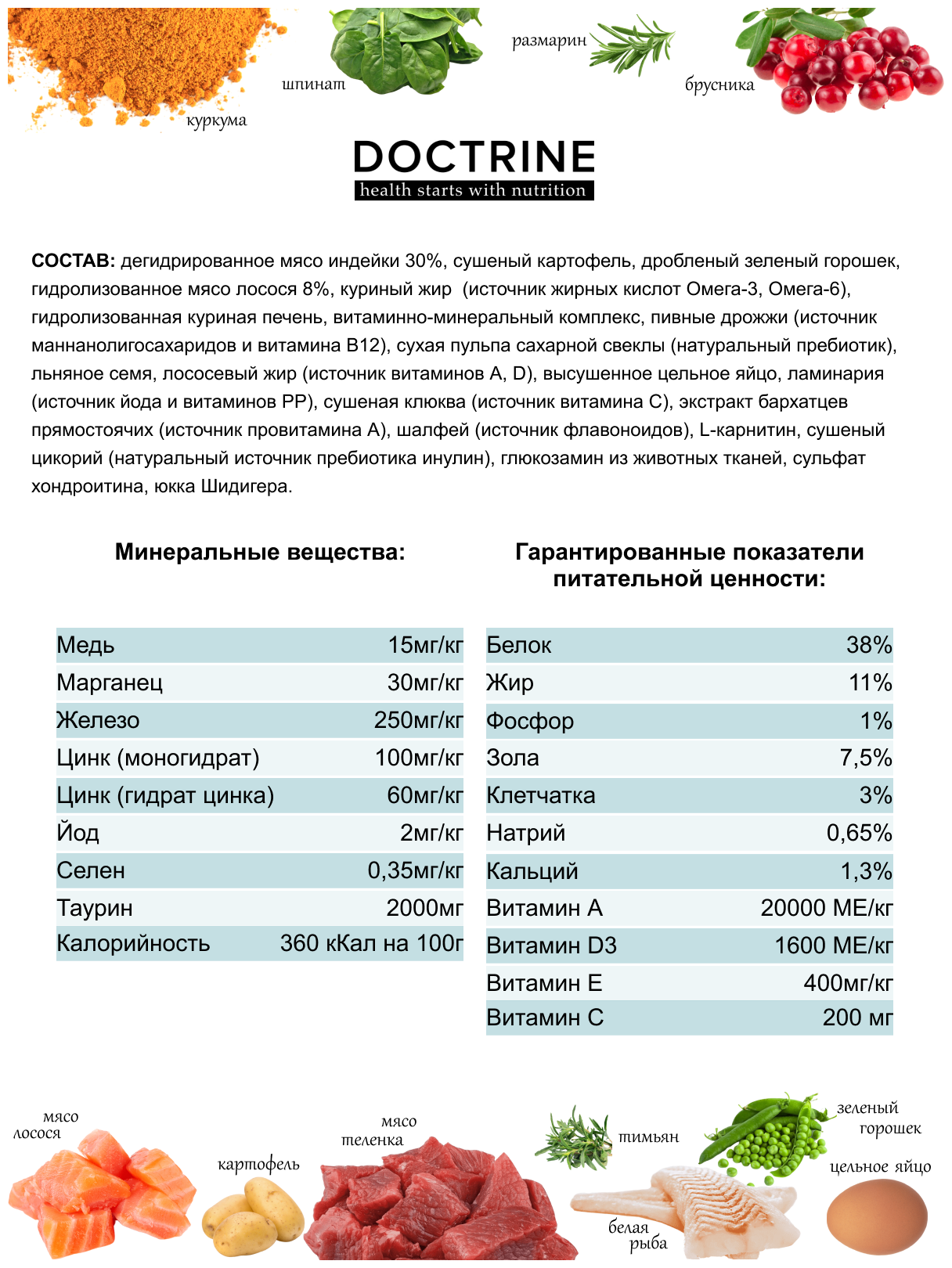 DOCTRINE Полнорационный беззерновой сухой корм для стерилизованных кошек и кастрированных котов с индейкой и лососем 3кг - фотография № 16