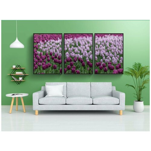 фото Набор модулных постеров для интерьера "цветы, тюльпаны, фестиваль" 60x90 см. в тубусе, без рамки lotsprints