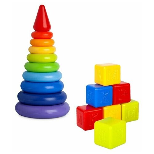 фото Развивающий набор для девочек зайка моя, пирамида, кубики росигрушка