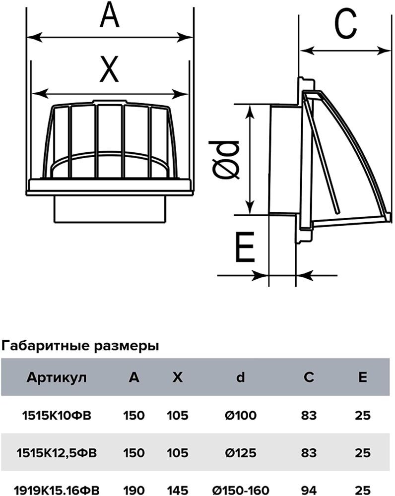 выход стенной вытяжной с обратным клапаном 150х150 с фланцем d125, asa. кор 1515к12,5фв кор ERA - фото №5