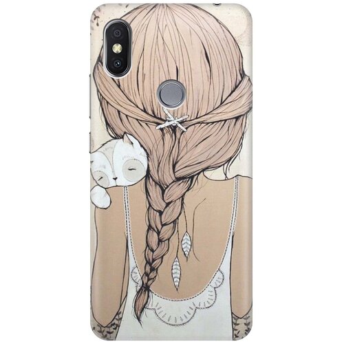 фото Re:paчехол - накладка artcolor для xiaomi redmi s2 с принтом "девочка в обнимку с котом"