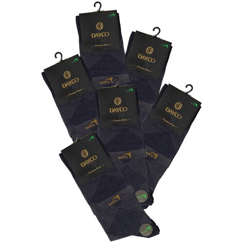 фото Носки dayco мужские, комплект носков - 6 пар, бамбук, серые, рисунок — "ромб", тёплые под костюм, р. 41-45